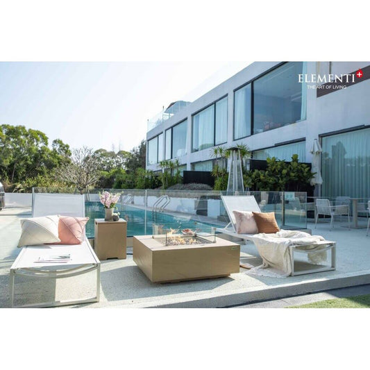Capertee & Roraima Uluru Square Sandstone Fire Table - side view patio far