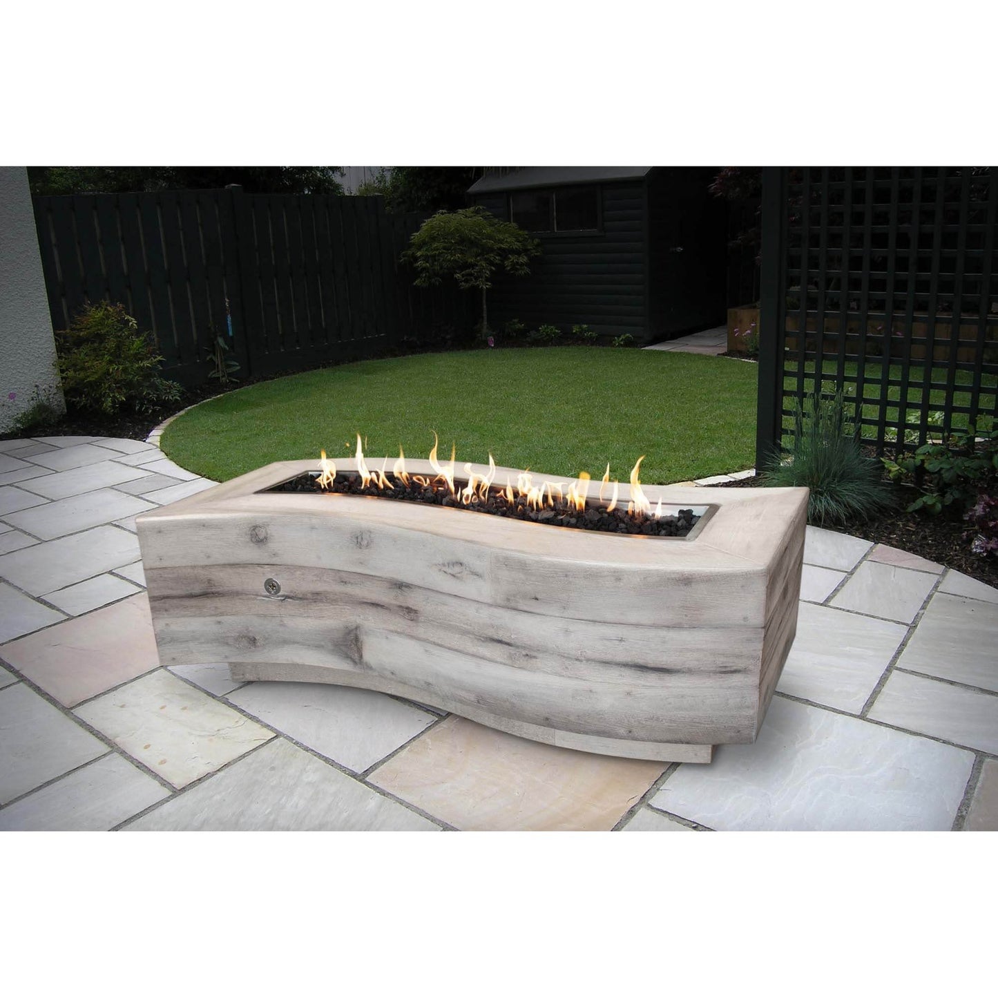 BIG SUR FIRE PIT - WOODGRAIN - side view patio