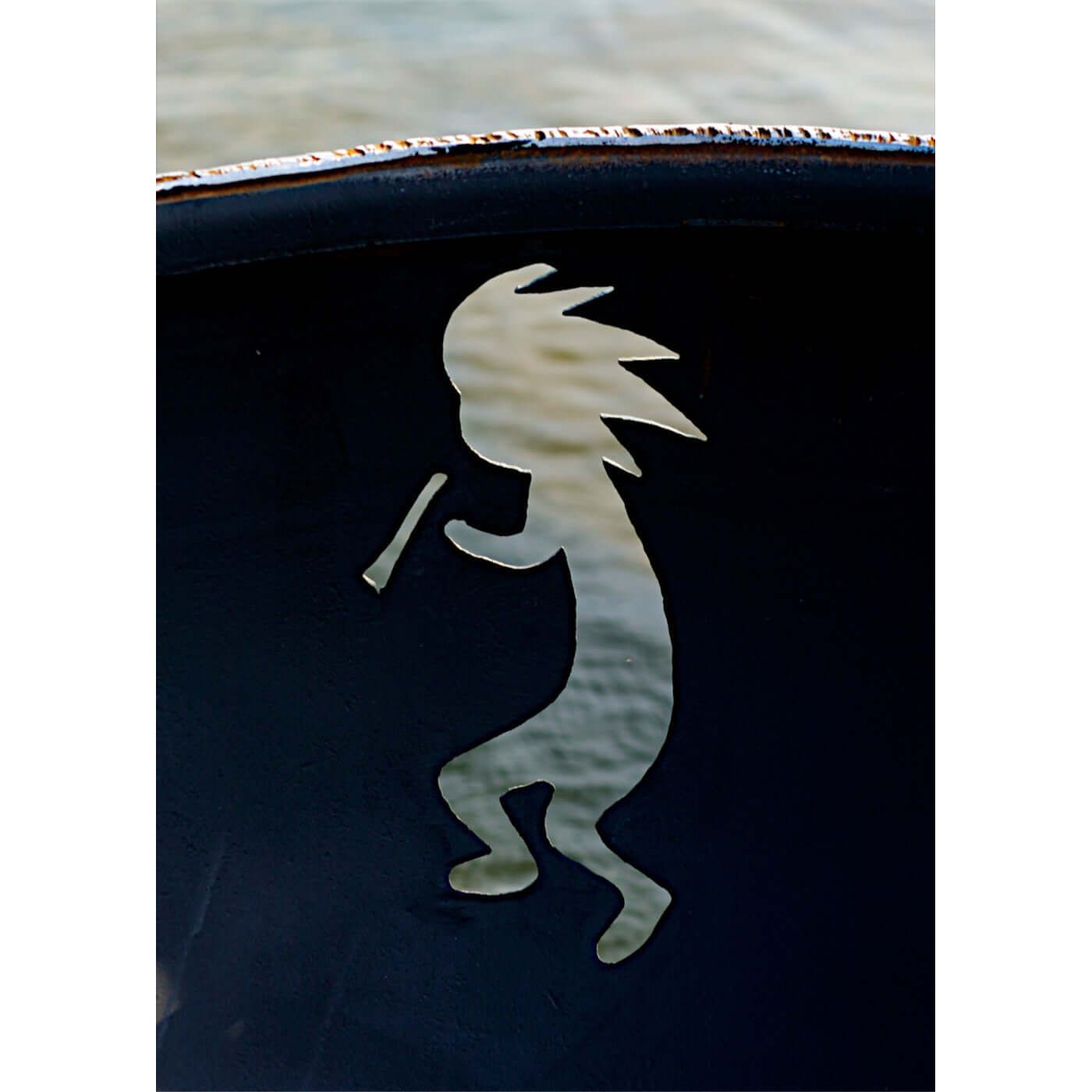 Kokopelli Fire Pit - side view logo