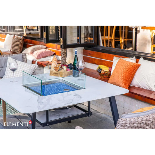 Helsinki Marble Porcelain Dining Table - side view