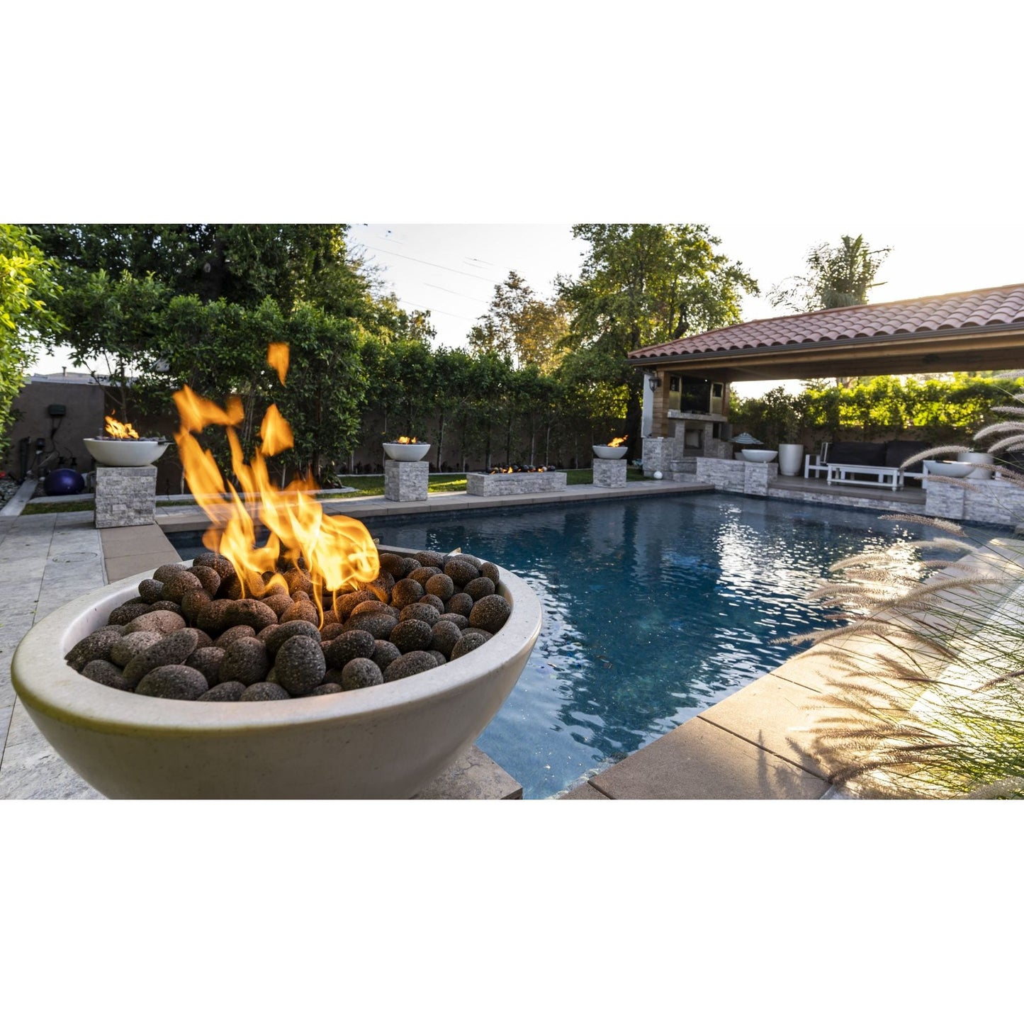 SEDONA FIRE PIT - NARROW LEDGE - GFRC CONCRETE - top view poolside