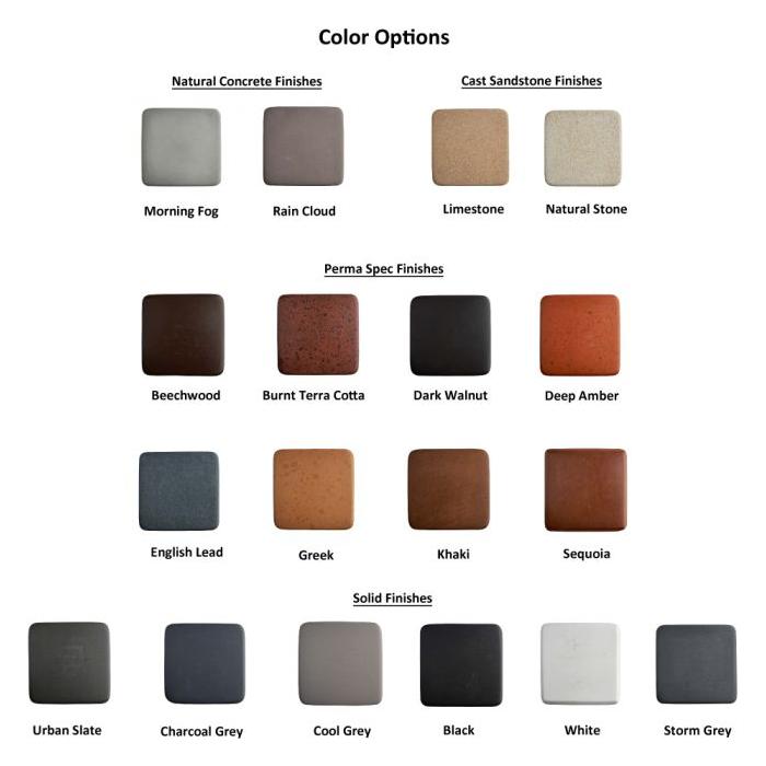 MIDWAY SLIM LINEAR RECTANGLE FIRE PIT - color samples