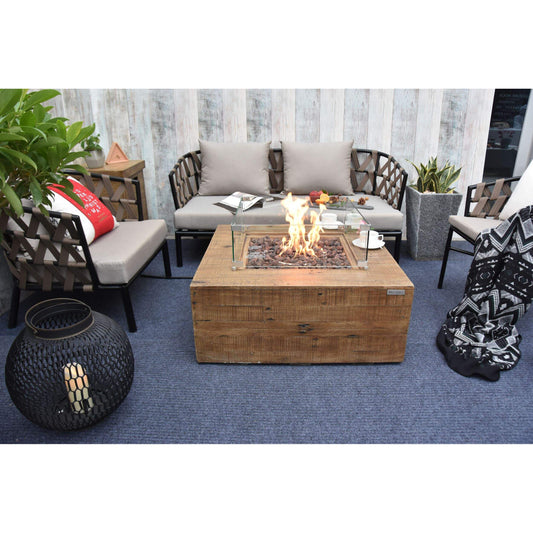 Wilton Fire Table Redwood - side view