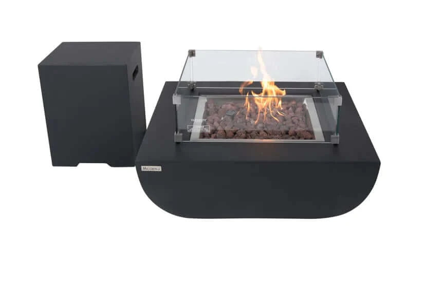 AURORA FIRE PIT - sideview propane cover