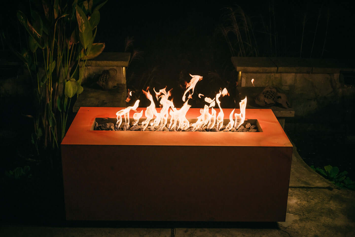 Linear Fire Pit by Fire Pit Art - side view