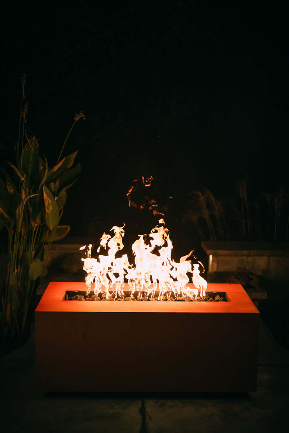 Linear Fire Pit by Fire Pit Art - side view fire