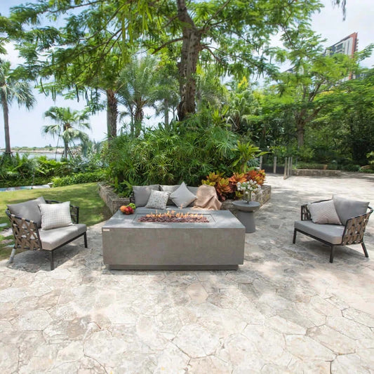 Andes Fire Table - side view patio