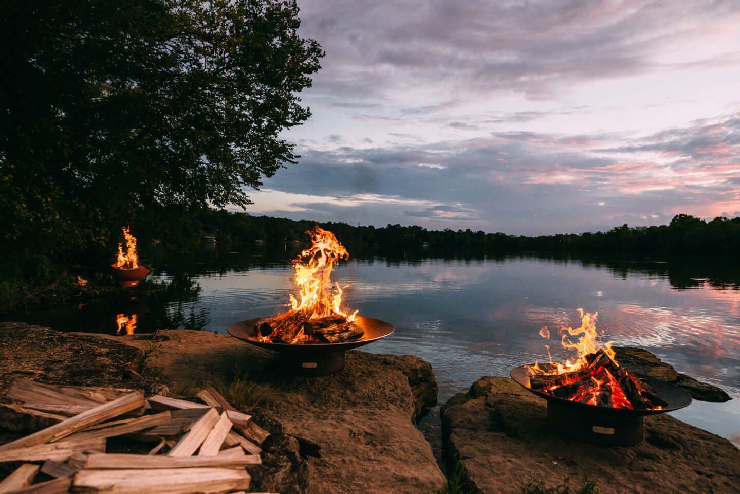 Asia Fire Pit - side view lakeside