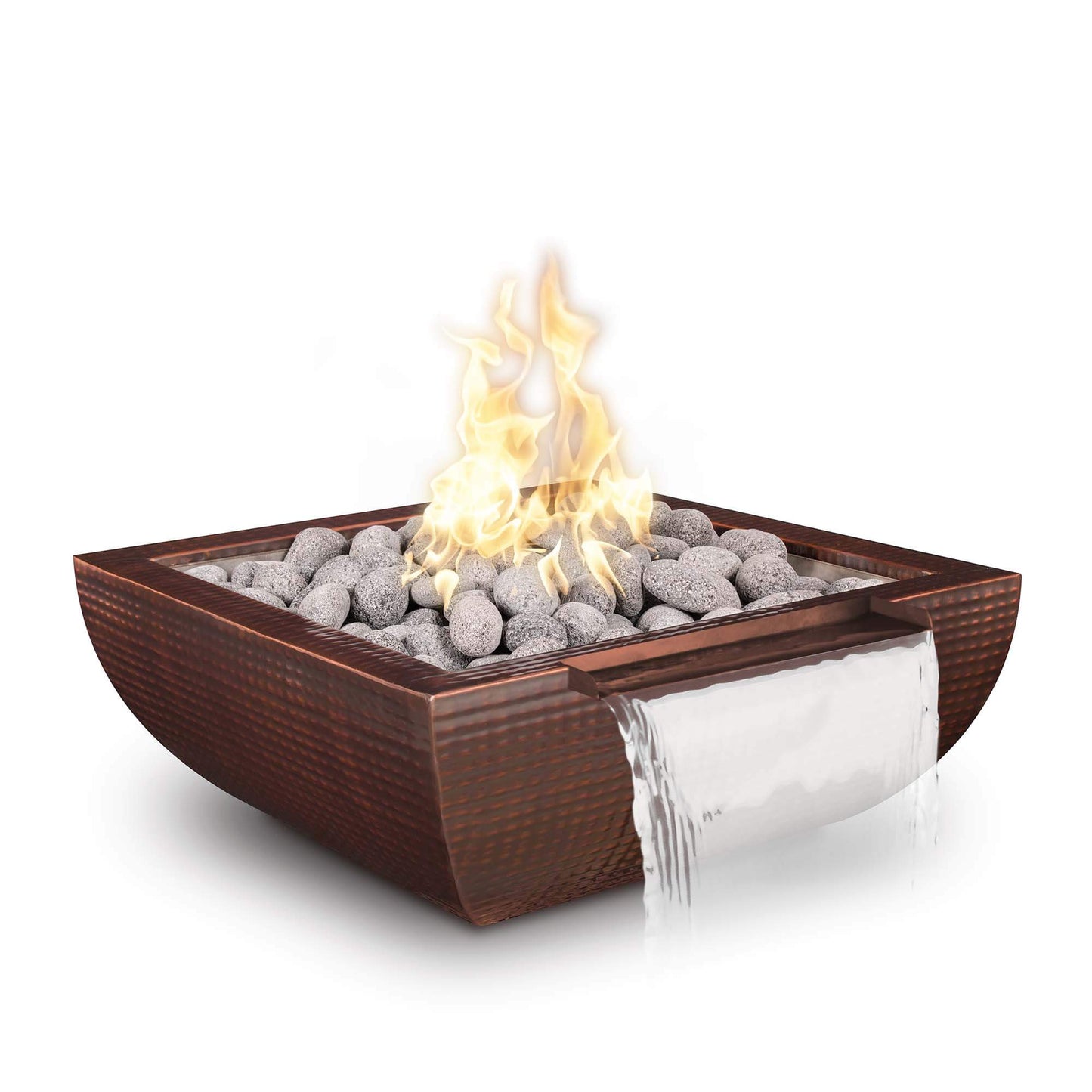 AVALON FIRE & WATER BOWL - WIDE SPILL - HAMMERED COPPER/STAINLESS STEEL - catalog view