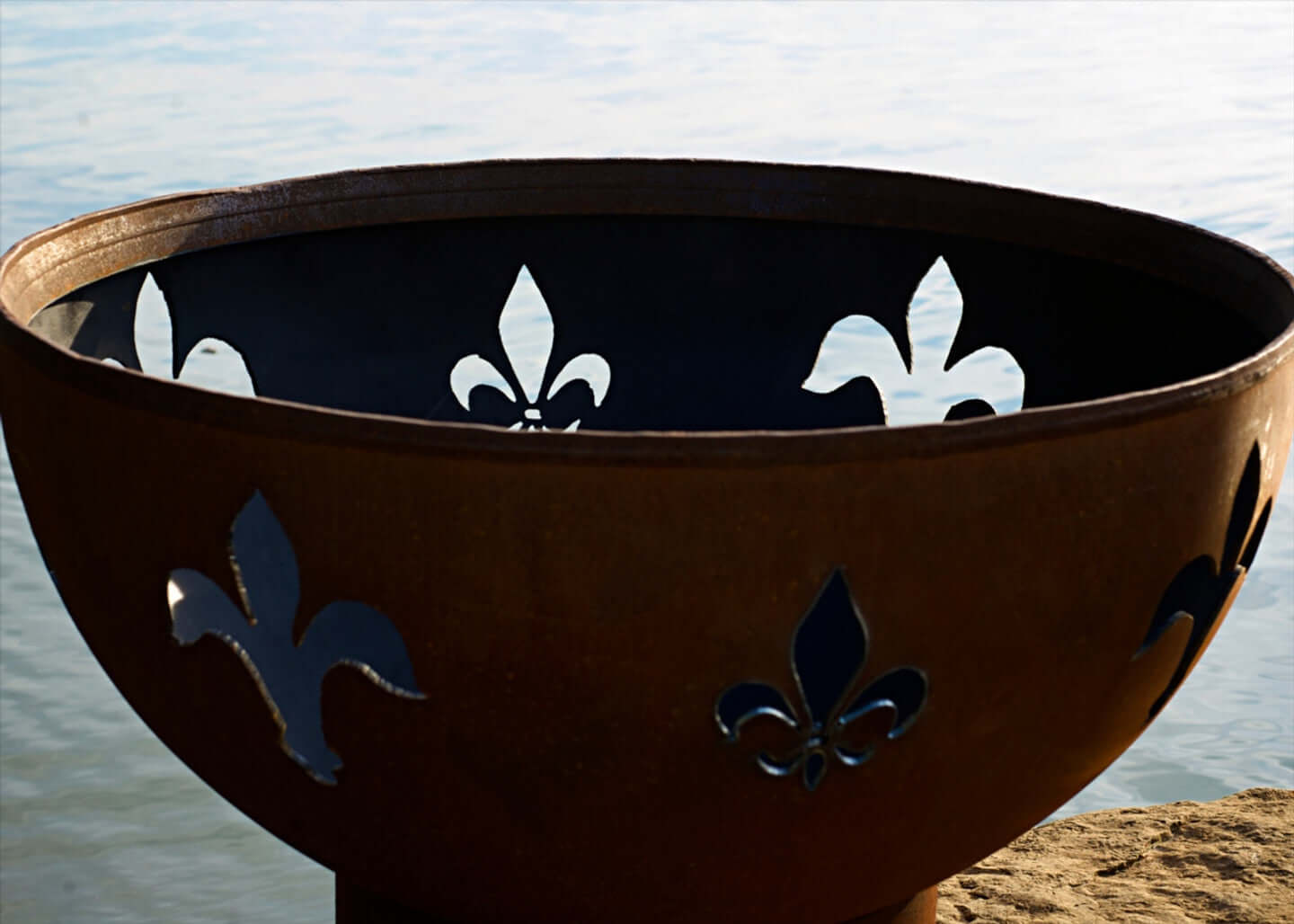 Fleur de Lis Fire Pit - side view