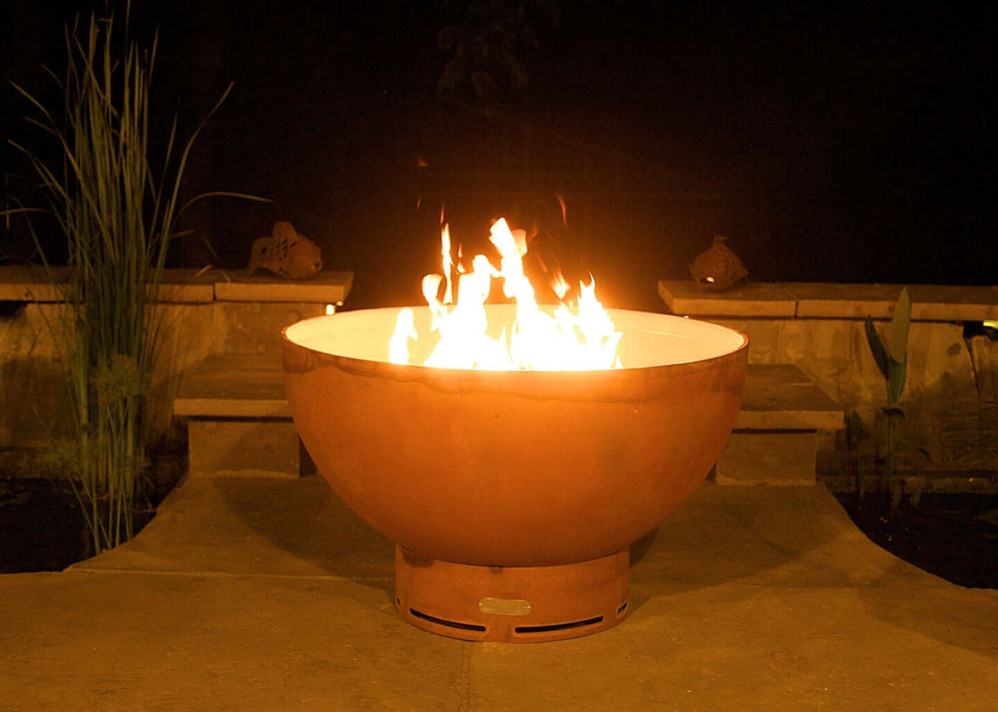 Crater Fire Pit - side view patio fire