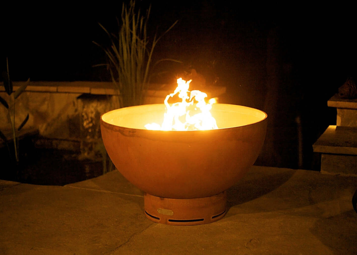 Crater Fire Pit - side view patio fire