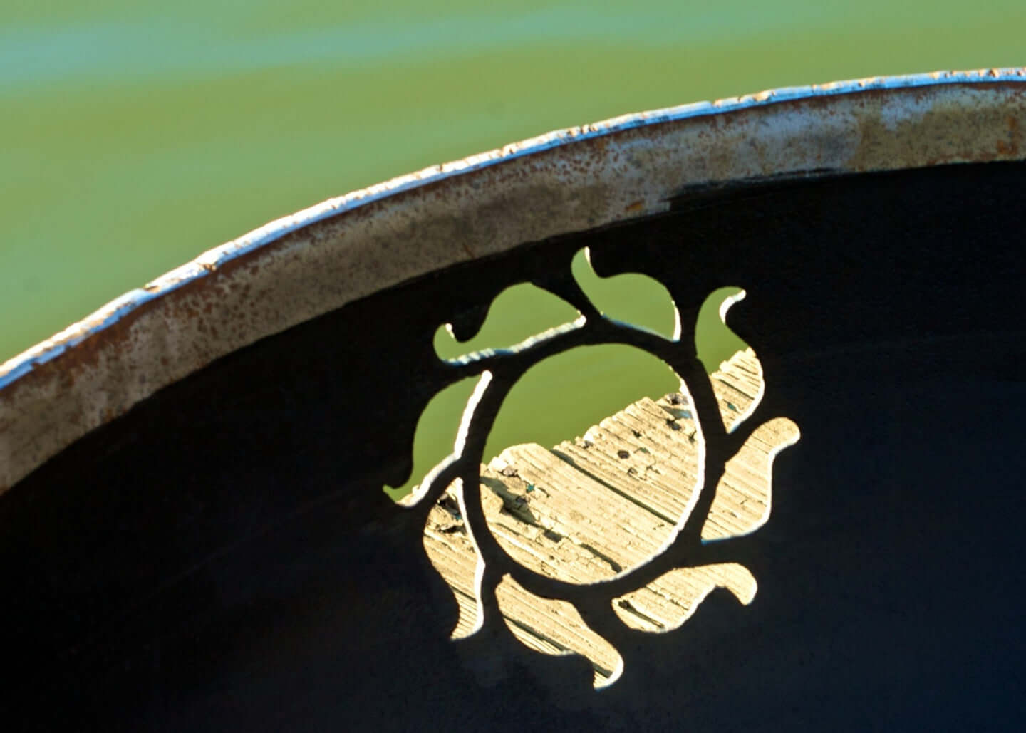 Kokopelli Fire Pit - side view logo