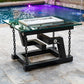 NEWTON FIRE TABLE - FLOATING/CHAIN SUPPORT - POWDER COATED METAL - side view