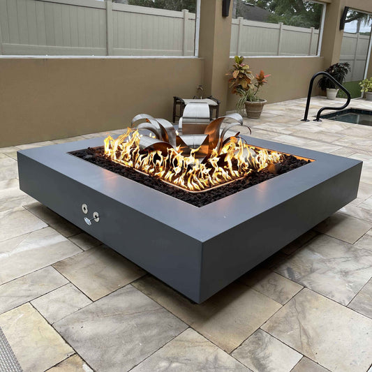 CABO FIRE PIT - POWDER COATED METAL - top view patio