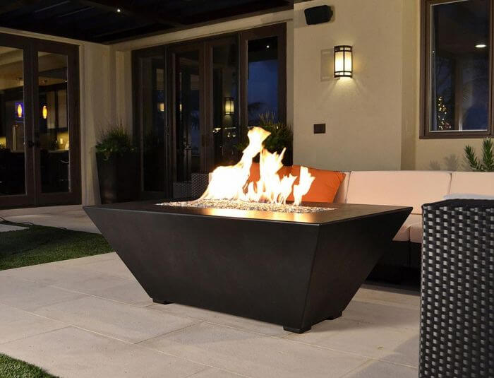 GEO RECTANGLE FIRE PIT - side view 